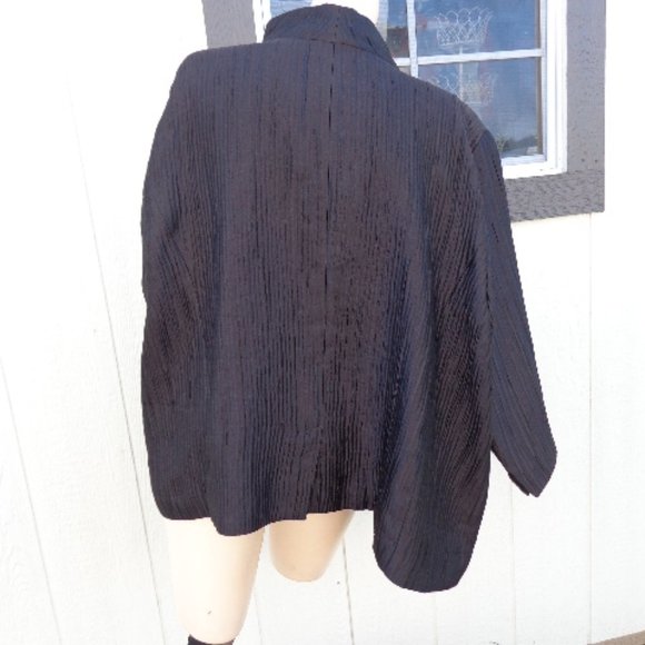 Fab Brown Textured Eileen Fisher Woman Silk Blend Open Jacket 2xl - Picture 15 of 16